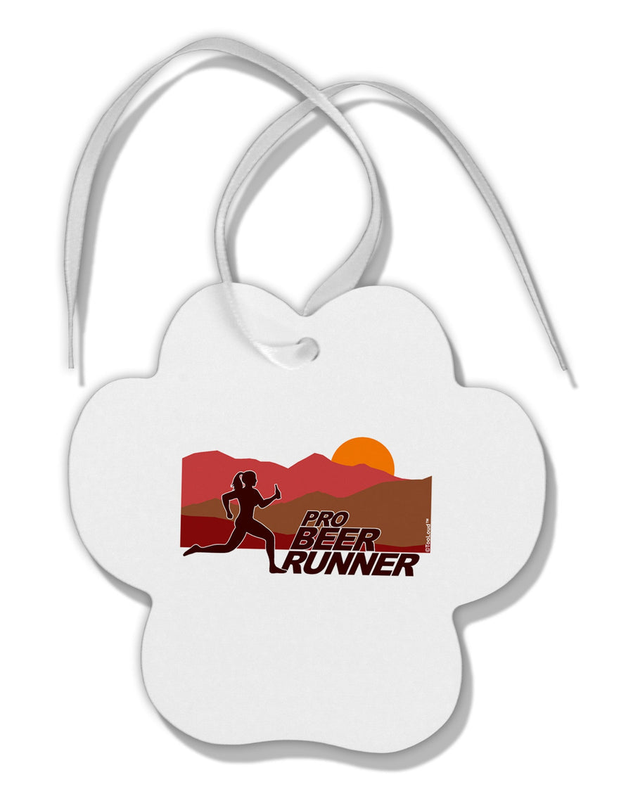 Pro Beer Runner Woman Paw Print Shaped Ornament-Ornament-TooLoud-White-Davson Sales