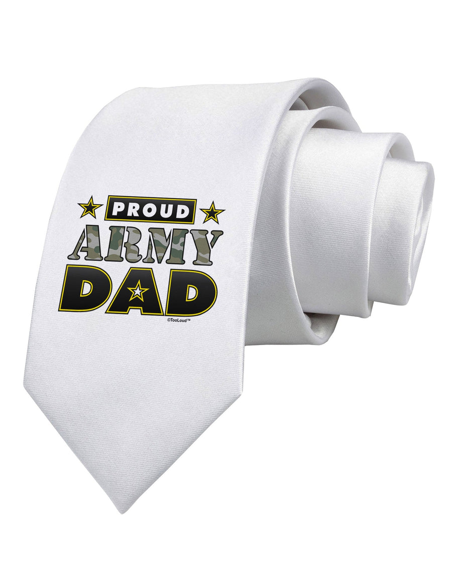 Proud Army Dad Printed White Necktie