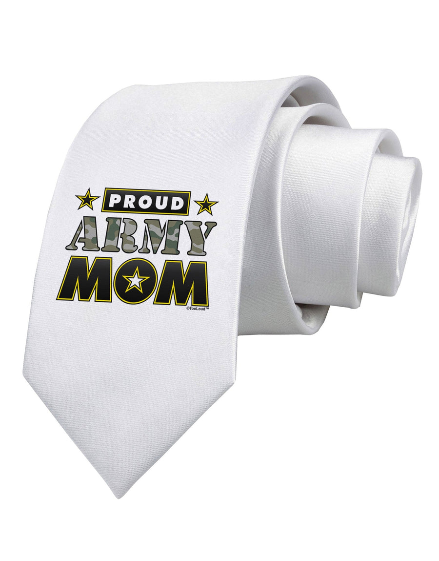 Proud Army Mom Printed White Necktie