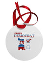 Proud Democrat Checkmark Circular Metal Ornament-Ornament-TooLoud-White-Davson Sales