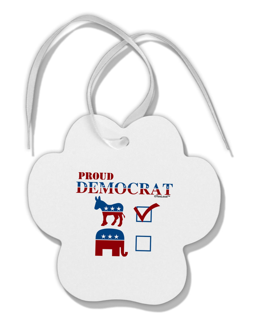 Proud Democrat Checkmark Paw Print Shaped Ornament-Ornament-TooLoud-White-Davson Sales