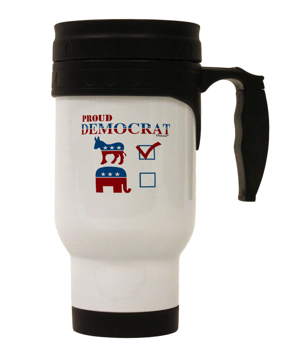 Proud Democrat Checkmark Stainless Steel 14oz Travel Mug-Travel Mugs-TooLoud-White-Davson Sales