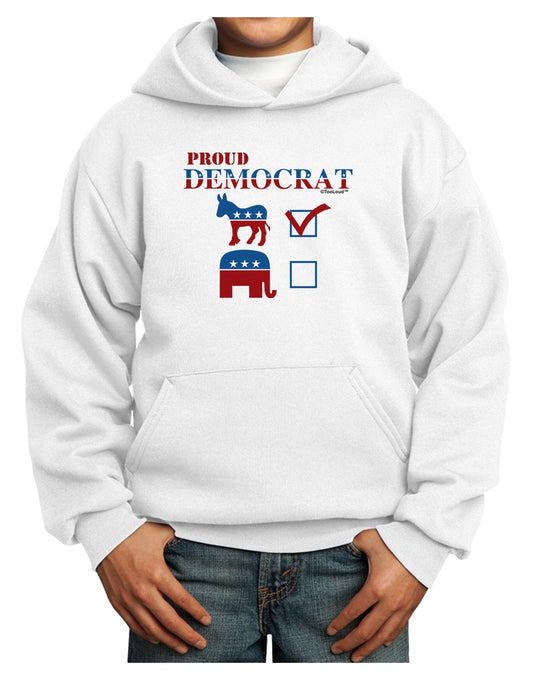 Proud Democrat Checkmark Youth Hoodie Pullover Sweatshirt-Youth Hoodie-TooLoud-White-XS-Davson Sales