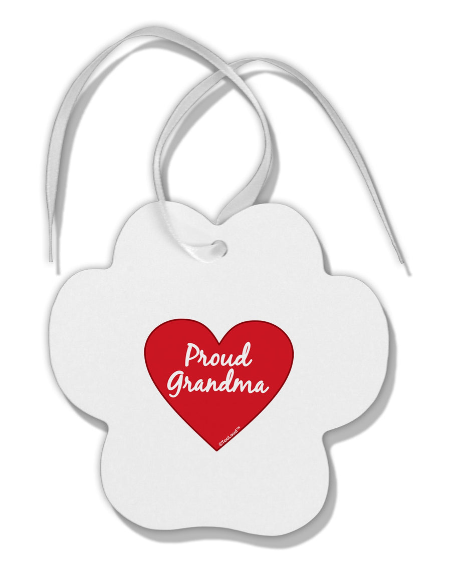 Proud Grandma Heart Paw Print Shaped Ornament by TooLoud-Ornament-TooLoud-White-Davson Sales