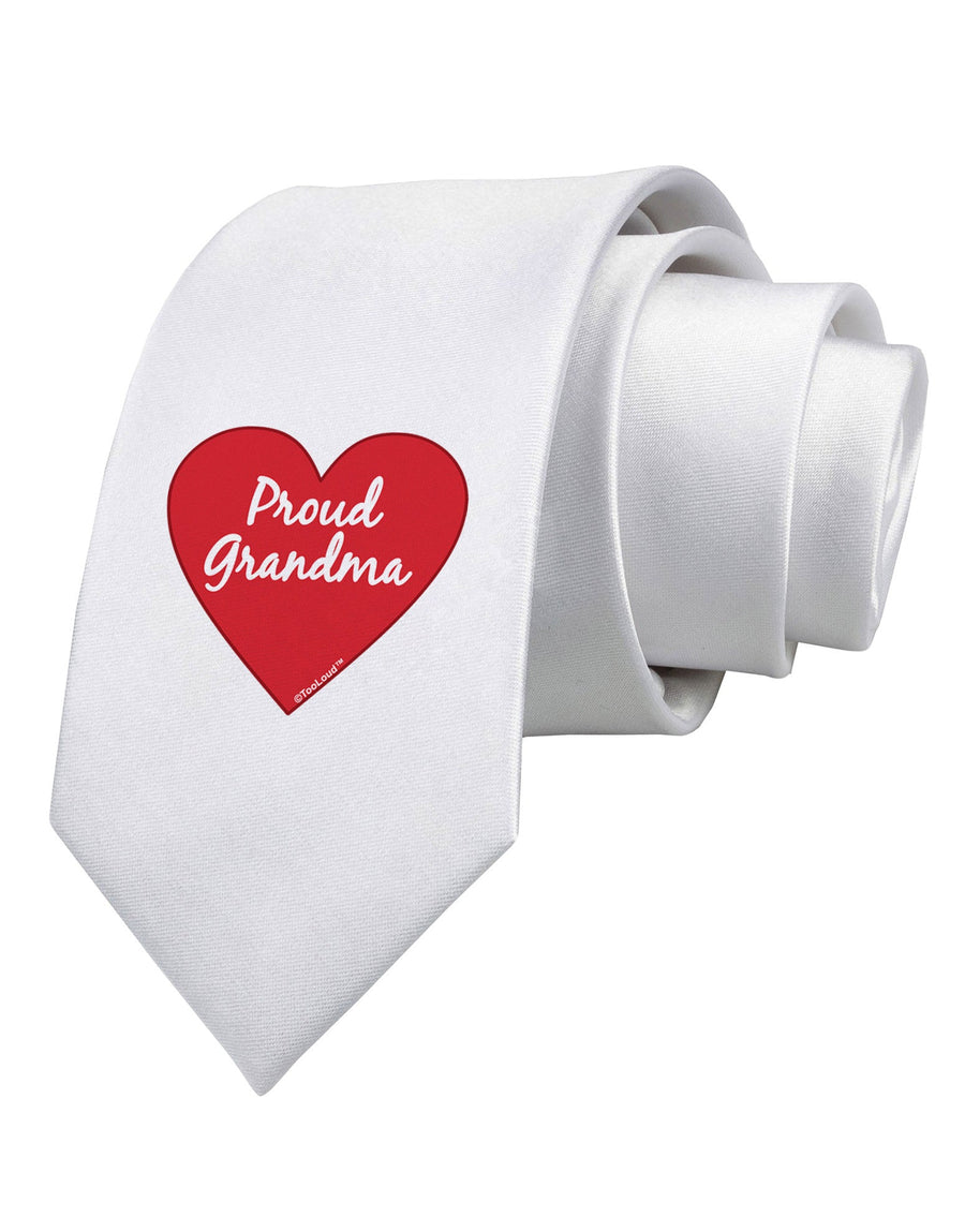 Proud Grandma Heart Printed White Necktie