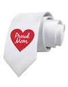 Proud Mom Heart Printed White Necktie