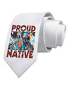 Proud Native American Printed White Necktie