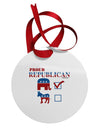 Proud Republican Checkmark Circular Metal Ornament-Ornament-TooLoud-White-Davson Sales