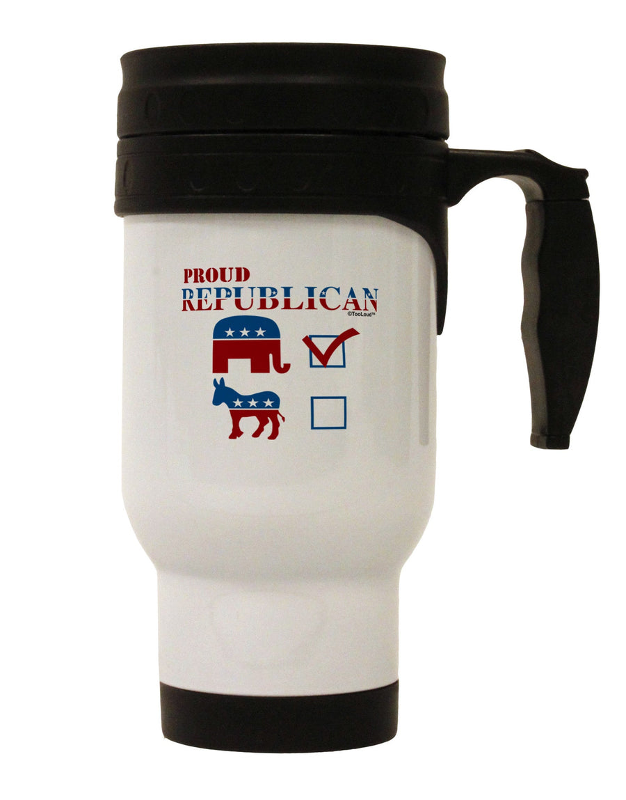 Proud Republican Checkmark Stainless Steel 14oz Travel Mug-Travel Mugs-TooLoud-White-Davson Sales