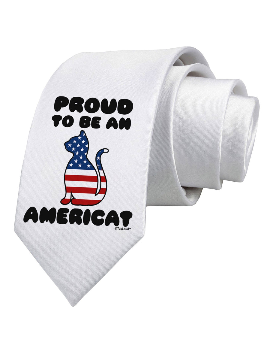 Proud to Be an Americat Printed White Necktie by TooLoud