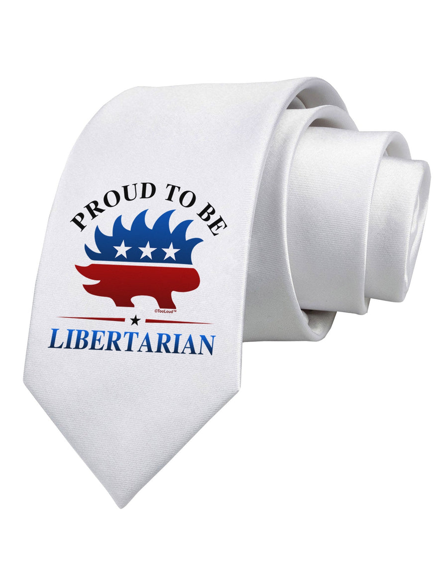 Proud To Be Libertarian Printed White Necktie