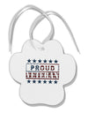 Proud Veteran Flag Paw Print Shaped Ornament-Ornament-TooLoud-White-Davson Sales