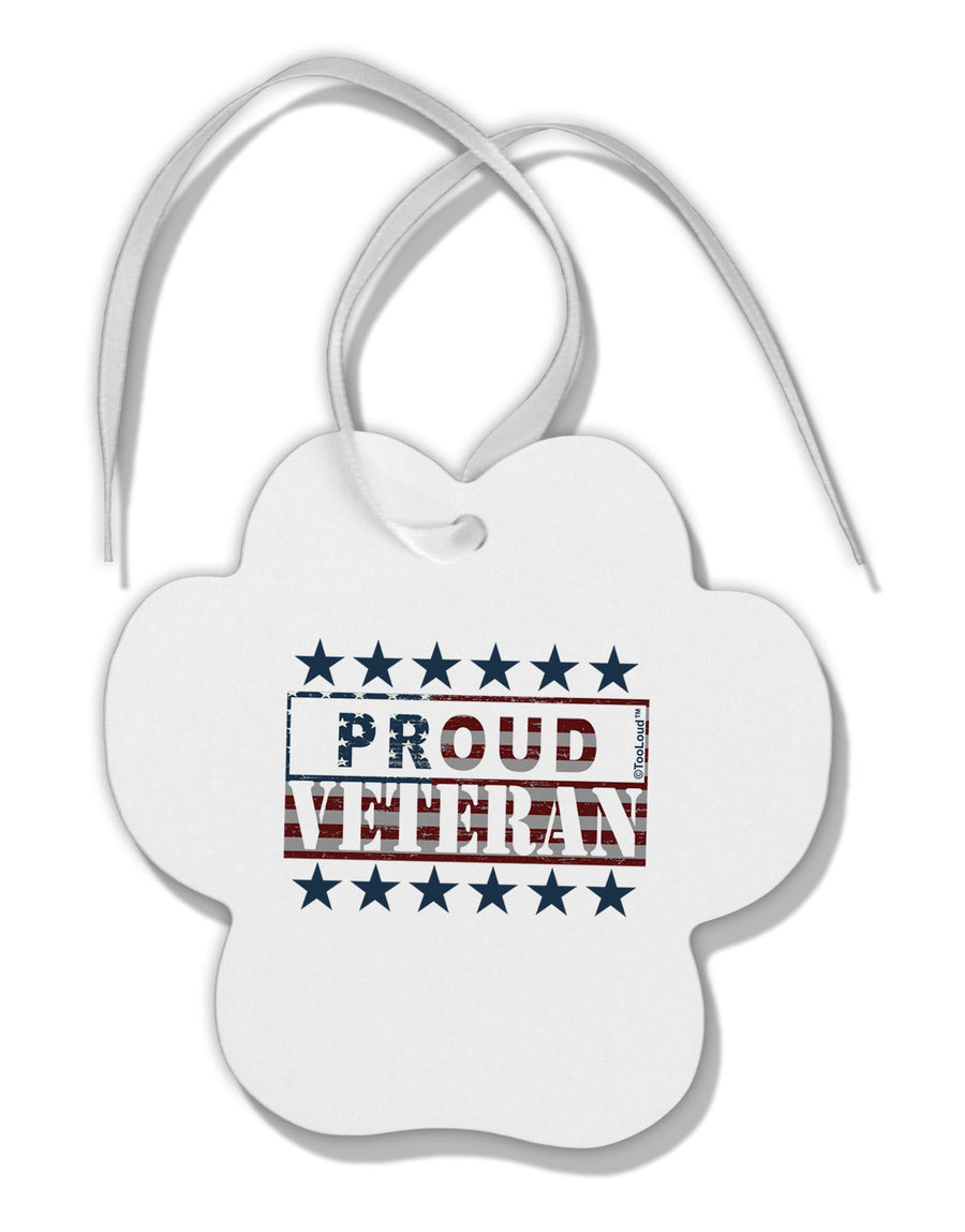 Proud Veteran Flag Paw Print Shaped Ornament-Ornament-TooLoud-White-Davson Sales