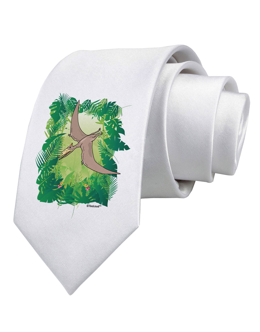 Pterosaurs - Without Name Printed White Necktie by TooLoud