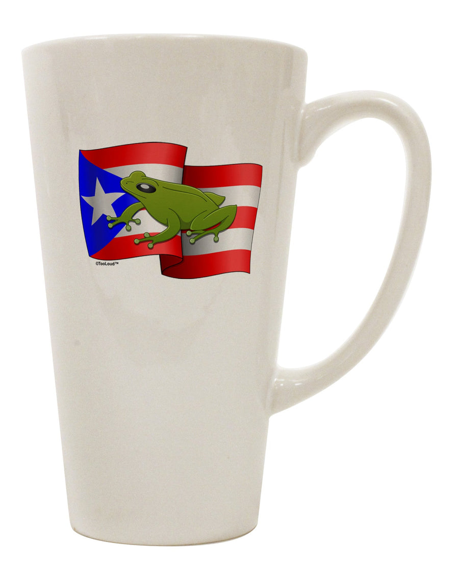 Puerto Rico Coqui 16 oz Conical Latte Coffee Mug - Expertly Crafted Drinkware-Conical Latte Mug-TooLoud-White-Davson Sales