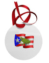 Puerto Rico Coqui Circular Metal Ornament-Ornament-TooLoud-White-Davson Sales