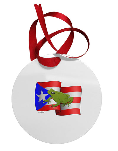 Puerto Rico Coqui Circular Metal Ornament-Ornament-TooLoud-White-Davson Sales