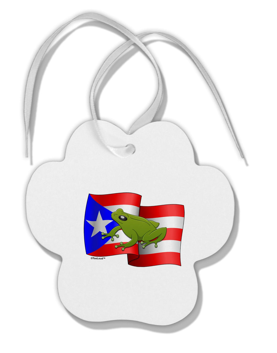 Puerto Rico Coqui Paw Print Shaped Ornament-Ornament-TooLoud-White-Davson Sales