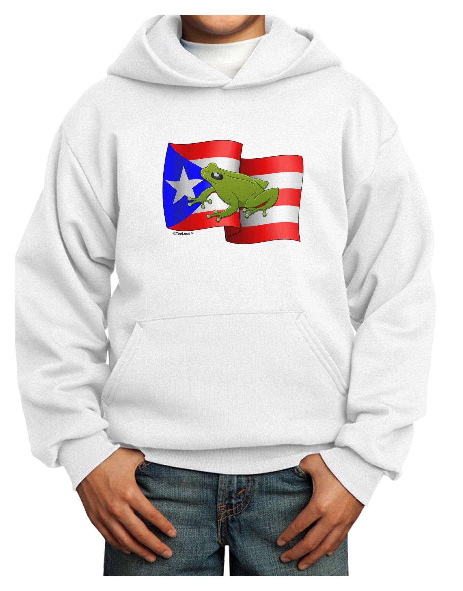 Puerto Rico Coqui Youth Hoodie Pullover Sweatshirt-Youth Hoodie-TooLoud-White-XS-Davson Sales