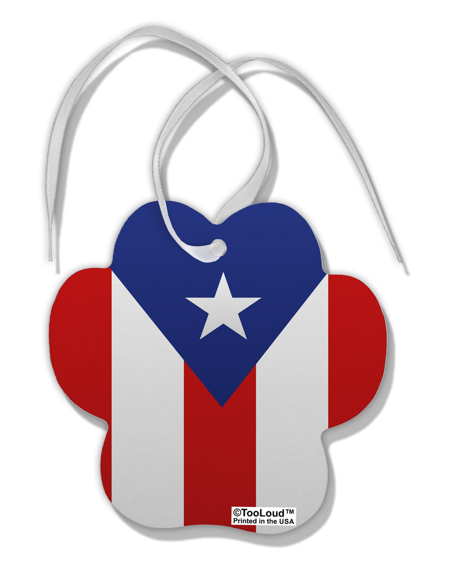 Puerto Rico Flag AOP Paw Print Shaped Ornament All Over Print-Ornament-TooLoud-White-Davson Sales