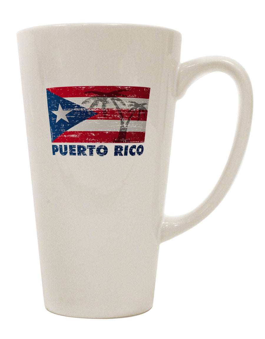 Puerto Rico Flag Inspired Conical Latte Coffee Mug - Crafted for Discerning Drinkware Enthusiasts-Conical Latte Mug-TooLoud-White-Davson Sales