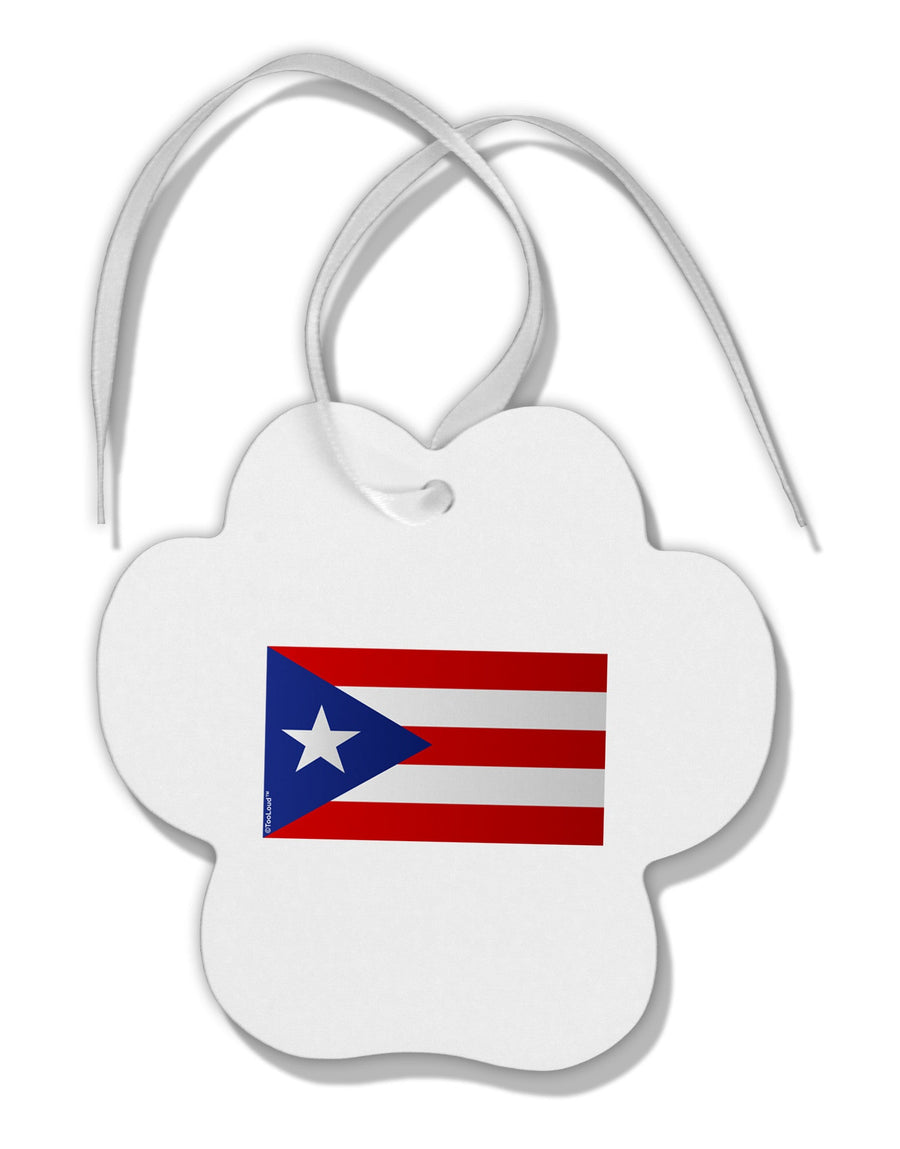 Puerto Rico Flag Paw Print Shaped Ornament-Ornament-TooLoud-White-Davson Sales