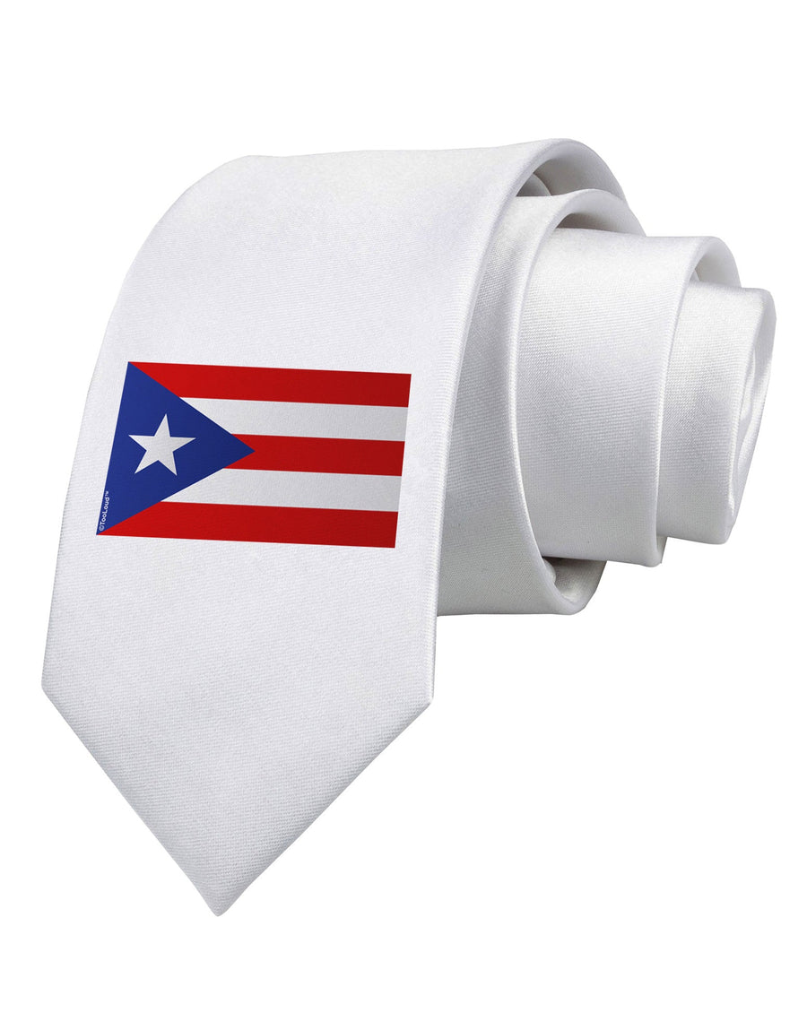 Puerto Rico Flag Printed White Necktie