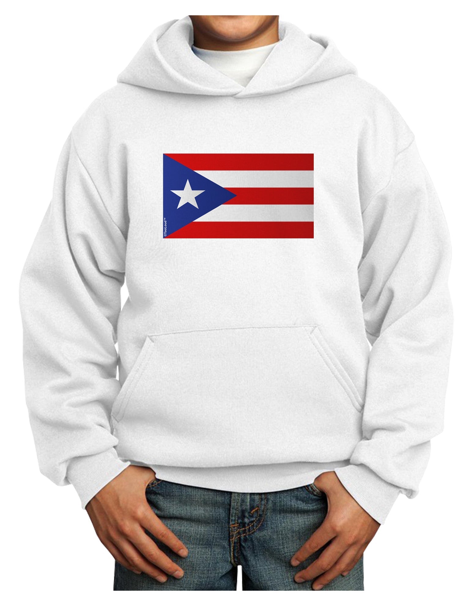 Puerto Rico Flag Youth Hoodie Pullover Sweatshirt-Youth Hoodie-TooLoud-White-XS-Davson Sales