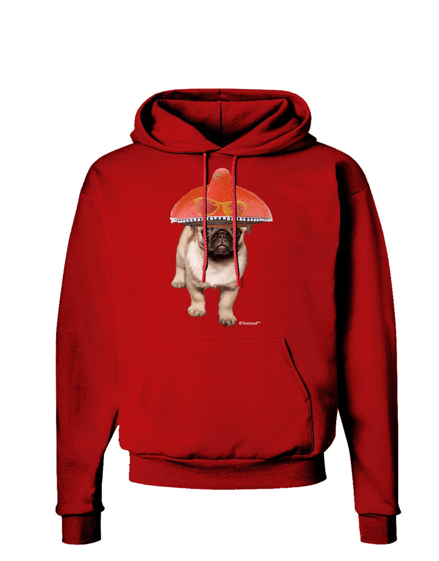 Pug Dog with Pink Sombrero Dark Hoodie Sweatshirt by TooLoud-Hoodie-TooLoud-Black-Small-Davson Sales