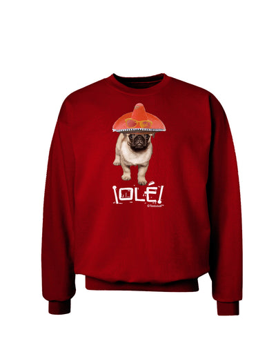 Pug Dog with Pink Sombrero - Ole Adult Dark Sweatshirt by TooLoud-Sweatshirts-TooLoud-Deep-Red-Small-Davson Sales