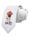 Pug Dog with Pink Sombrero - Ole Printed White Necktie by TooLoud