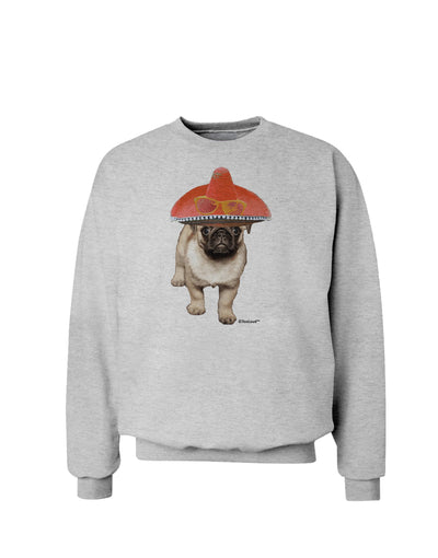 Pug Dog with Pink Sombrero Sweatshirt by TooLoud-Sweatshirts-TooLoud-AshGray-Small-Davson Sales