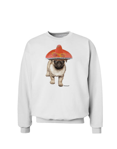 Pug Dog with Pink Sombrero Sweatshirt by TooLoud-Sweatshirts-TooLoud-White-Small-Davson Sales