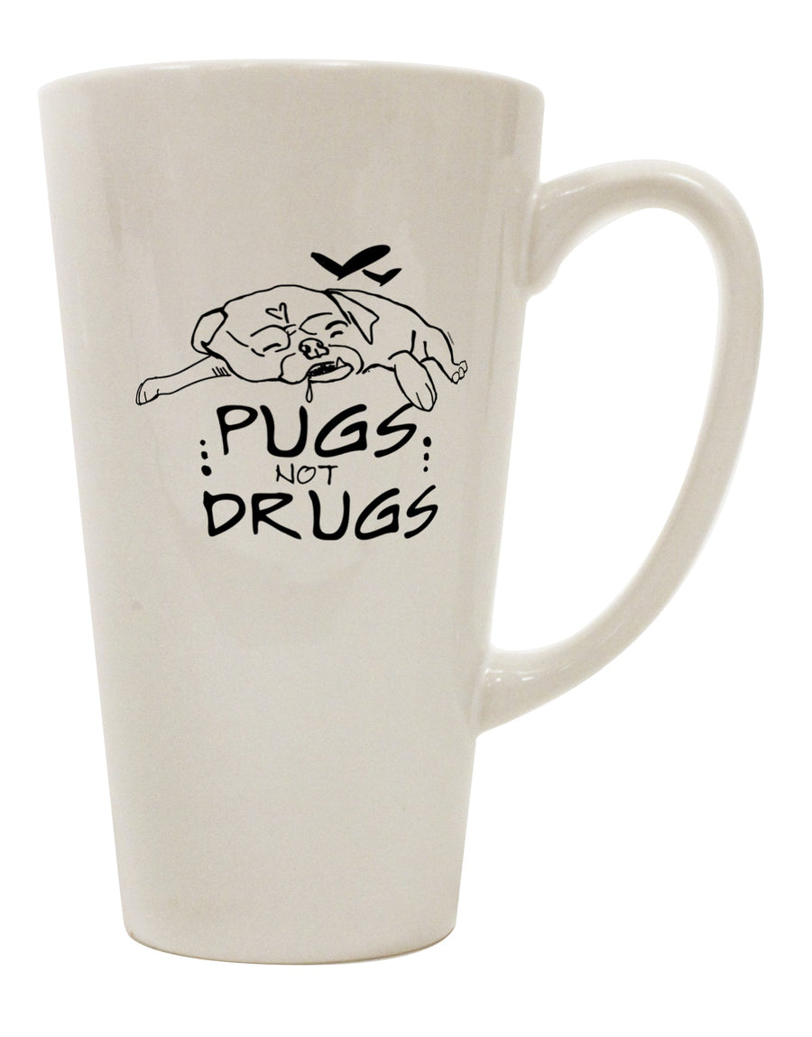 Pugs Not Drugs - Exquisite 16 Ounce Conical Latte Coffee Mug - TooLoud-Conical Latte Mug-TooLoud-Davson Sales