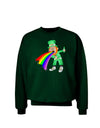 Puking Rainbow Leprechaun Adult Dark Sweatshirt-Sweatshirts-TooLoud-Deep-Forest-Green-Small-Davson Sales