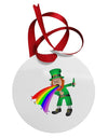 Puking Rainbow Leprechaun Circular Metal Ornament-Ornament-TooLoud-White-Davson Sales