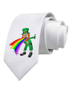 Puking Rainbow Leprechaun Printed White Necktie