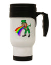 Puking Rainbow Leprechaun Stainless Steel 14oz Travel Mug-Travel Mugs-TooLoud-White-Davson Sales