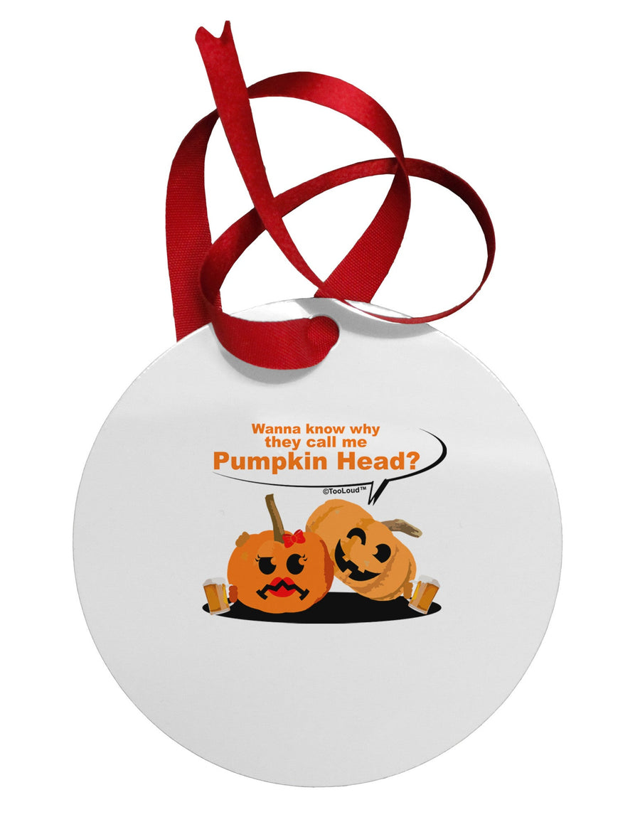 Pumpkin Head Circular Metal Ornament-Ornament-TooLoud-White-Davson Sales