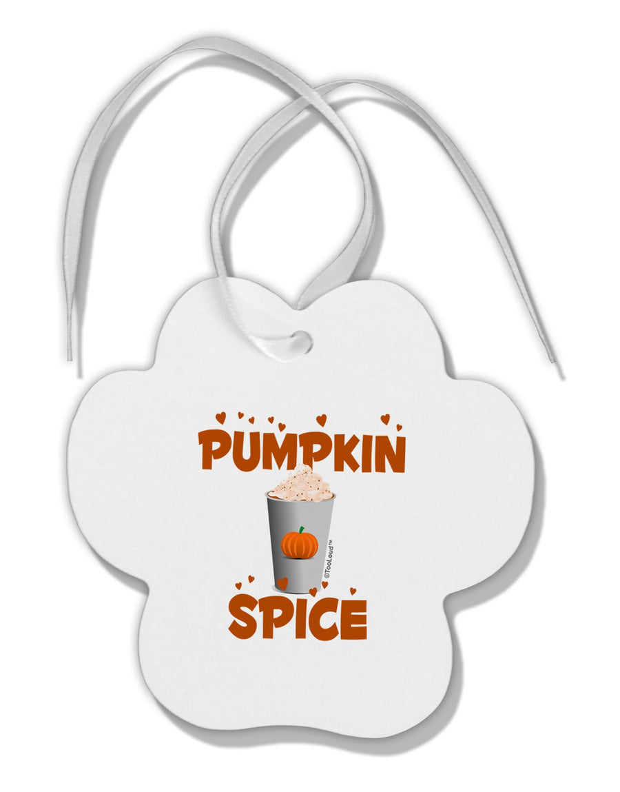 Pumpkin Spice Latte Hearts Paw Print Shaped Ornament-Ornament-TooLoud-White-Davson Sales