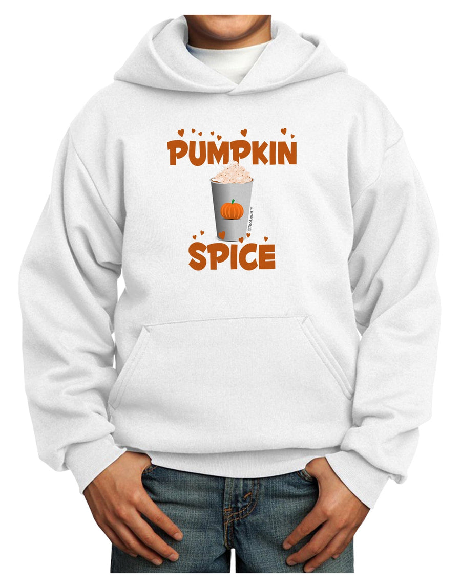 Pumpkin Spice Latte Hearts Youth Hoodie Pullover Sweatshirt-Youth Hoodie-TooLoud-White-XS-Davson Sales