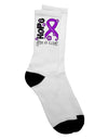 Purple Ribbon Alzheimers Disease Flowers Adult Crew Socks - Empowering Hope for a Cure - TooLoud-Socks-TooLoud-White-Ladies-4-6-Davson Sales