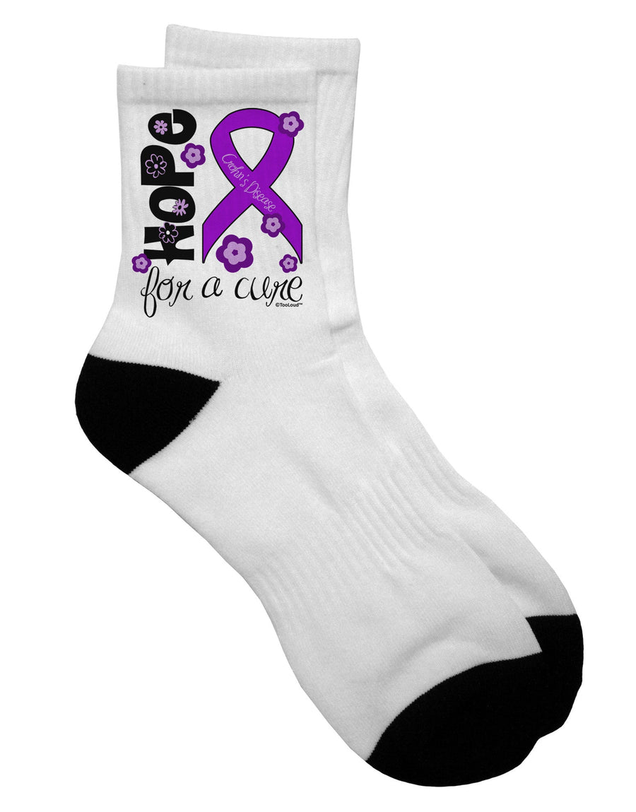 Purple Ribbon Crohn's Disease Flowers Adult Short Socks - Empowering Hope for a Cure - TooLoud-Socks-TooLoud-White-Ladies-4-6-Davson Sales