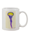 Purple Watercolor Jellyfish Outlined 11 oz Coffee Mug - Expertly Crafted Drinkware TooLoud-11 OZ Coffee Mug-TooLoud-White-Davson Sales