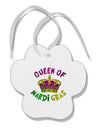 Queen Of Mardi Gras Paw Print Shaped Ornament-Ornament-TooLoud-White-Davson Sales