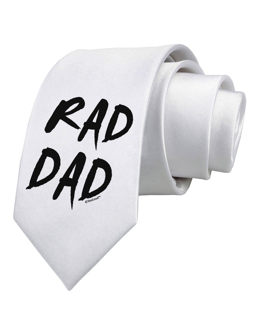 Rad Dad Design Printed White Necktie