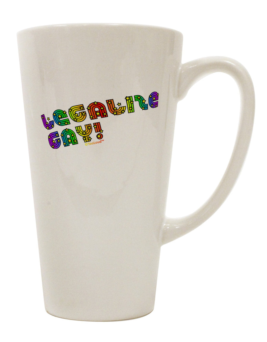 Rainbow 16 Ounce Conical Latte Coffee Mug - A Must-Have for Advocates of LGBTQ+ Rights-Conical Latte Mug-TooLoud-White-Davson Sales