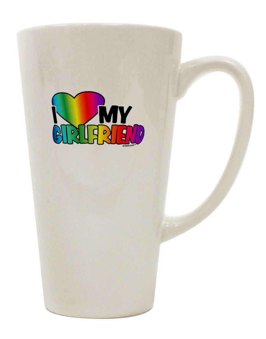 Rainbow 16 Ounce Conical Latte Coffee Mug - Perfect for Expressing Love to Your Girlfriend TooLoud-Conical Latte Mug-TooLoud-White-Davson Sales