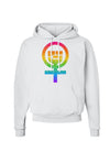 Rainbow Distressed Feminism Symbol Hoodie Sweatshirt-Hoodie-TooLoud-White-Small-Davson Sales