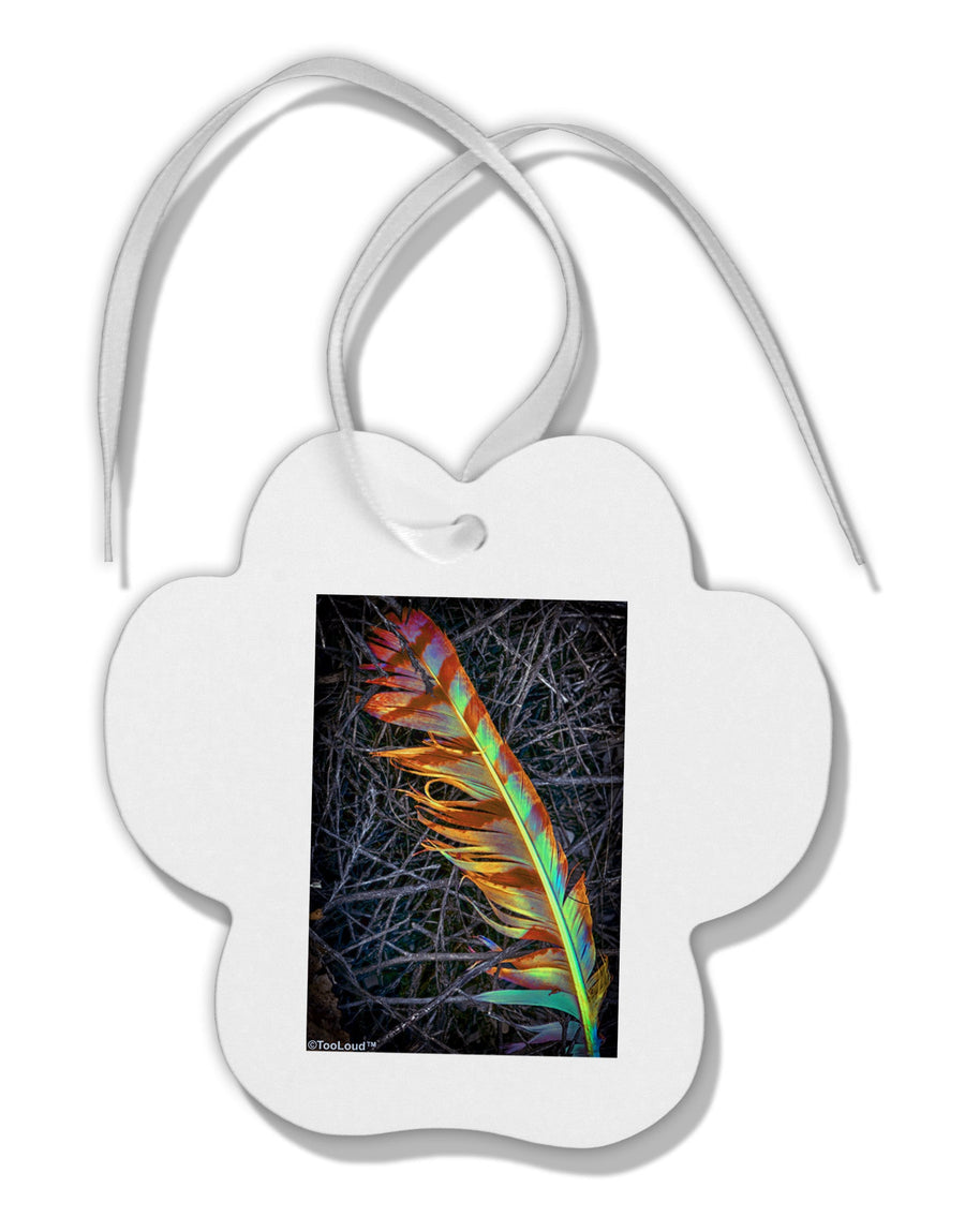 Rainbow Feather Paw Print Shaped Ornament-Ornament-TooLoud-White-Davson Sales